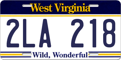 WV license plate 2LA218