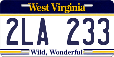 WV license plate 2LA233