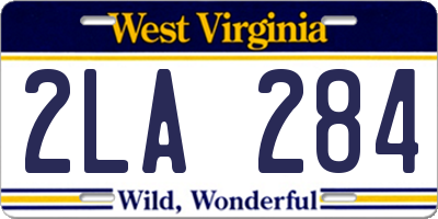 WV license plate 2LA284