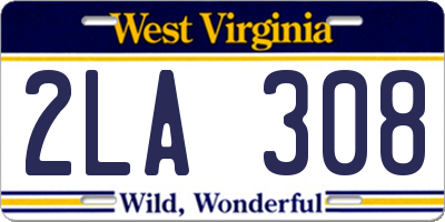 WV license plate 2LA308