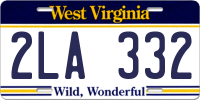 WV license plate 2LA332