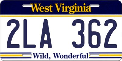 WV license plate 2LA362