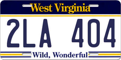 WV license plate 2LA404