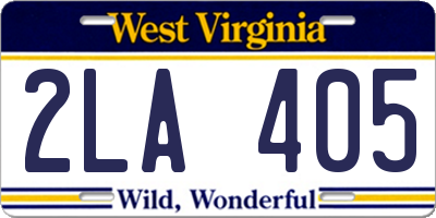 WV license plate 2LA405