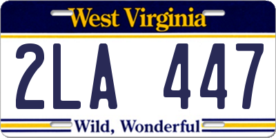 WV license plate 2LA447
