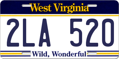 WV license plate 2LA520