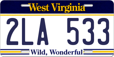 WV license plate 2LA533