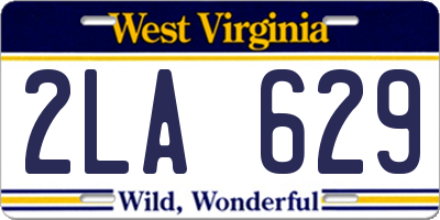 WV license plate 2LA629