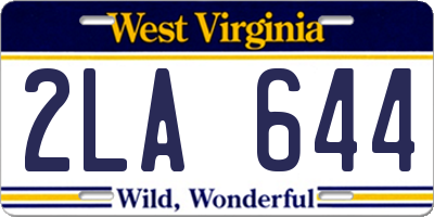 WV license plate 2LA644