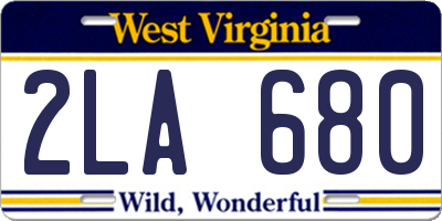 WV license plate 2LA680