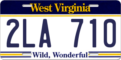 WV license plate 2LA710