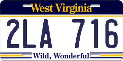 WV license plate 2LA716