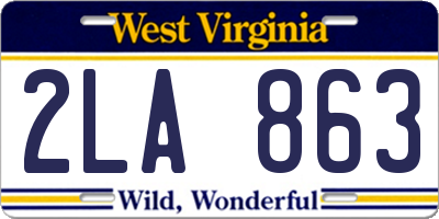 WV license plate 2LA863