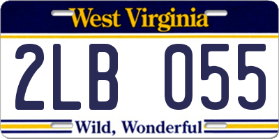 WV license plate 2LB055