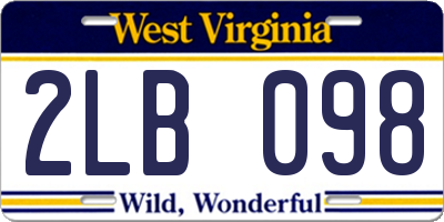 WV license plate 2LB098