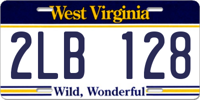 WV license plate 2LB128