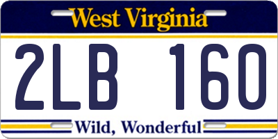 WV license plate 2LB160