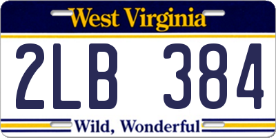 WV license plate 2LB384
