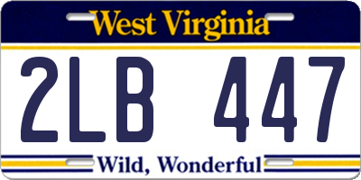WV license plate 2LB447
