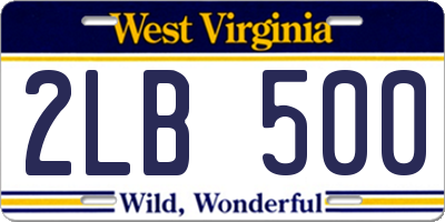 WV license plate 2LB500
