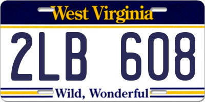 WV license plate 2LB608