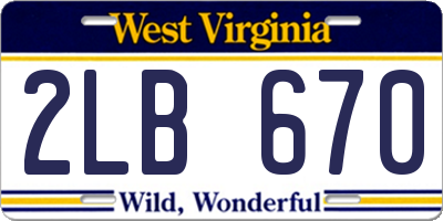 WV license plate 2LB670