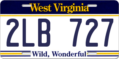 WV license plate 2LB727