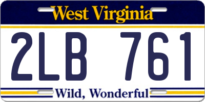 WV license plate 2LB761