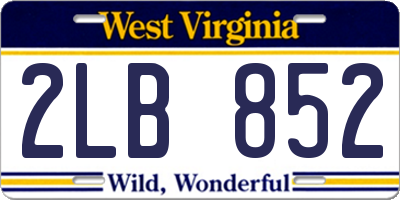 WV license plate 2LB852