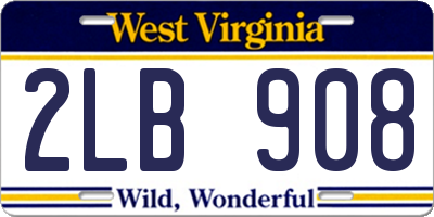 WV license plate 2LB908