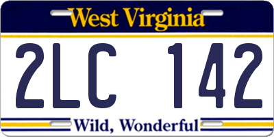 WV license plate 2LC142