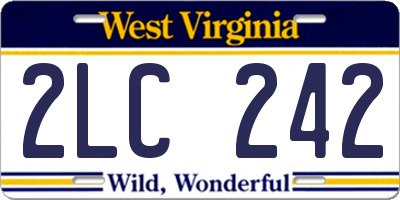 WV license plate 2LC242