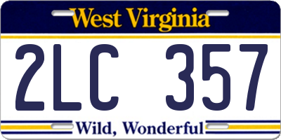 WV license plate 2LC357