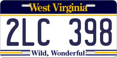 WV license plate 2LC398