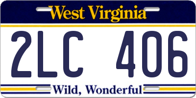 WV license plate 2LC406