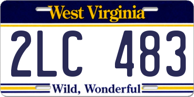 WV license plate 2LC483