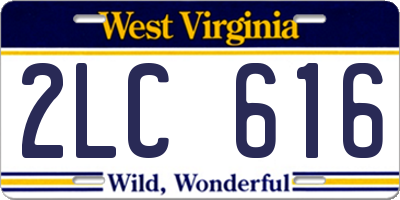WV license plate 2LC616