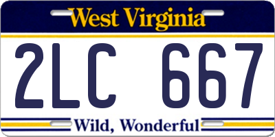 WV license plate 2LC667