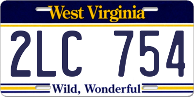 WV license plate 2LC754