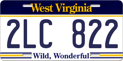 WV license plate 2LC822