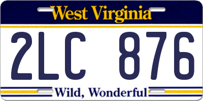 WV license plate 2LC876