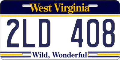 WV license plate 2LD408