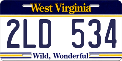 WV license plate 2LD534