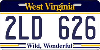 WV license plate 2LD626