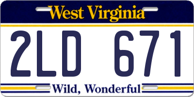 WV license plate 2LD671