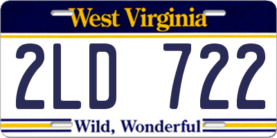 WV license plate 2LD722