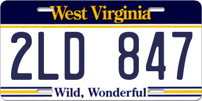 WV license plate 2LD847