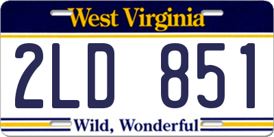 WV license plate 2LD851