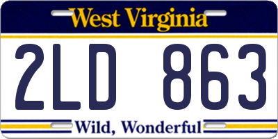 WV license plate 2LD863