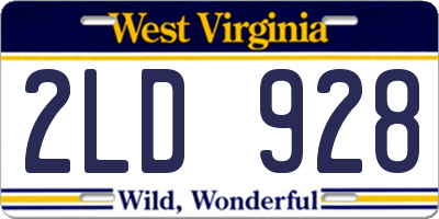 WV license plate 2LD928